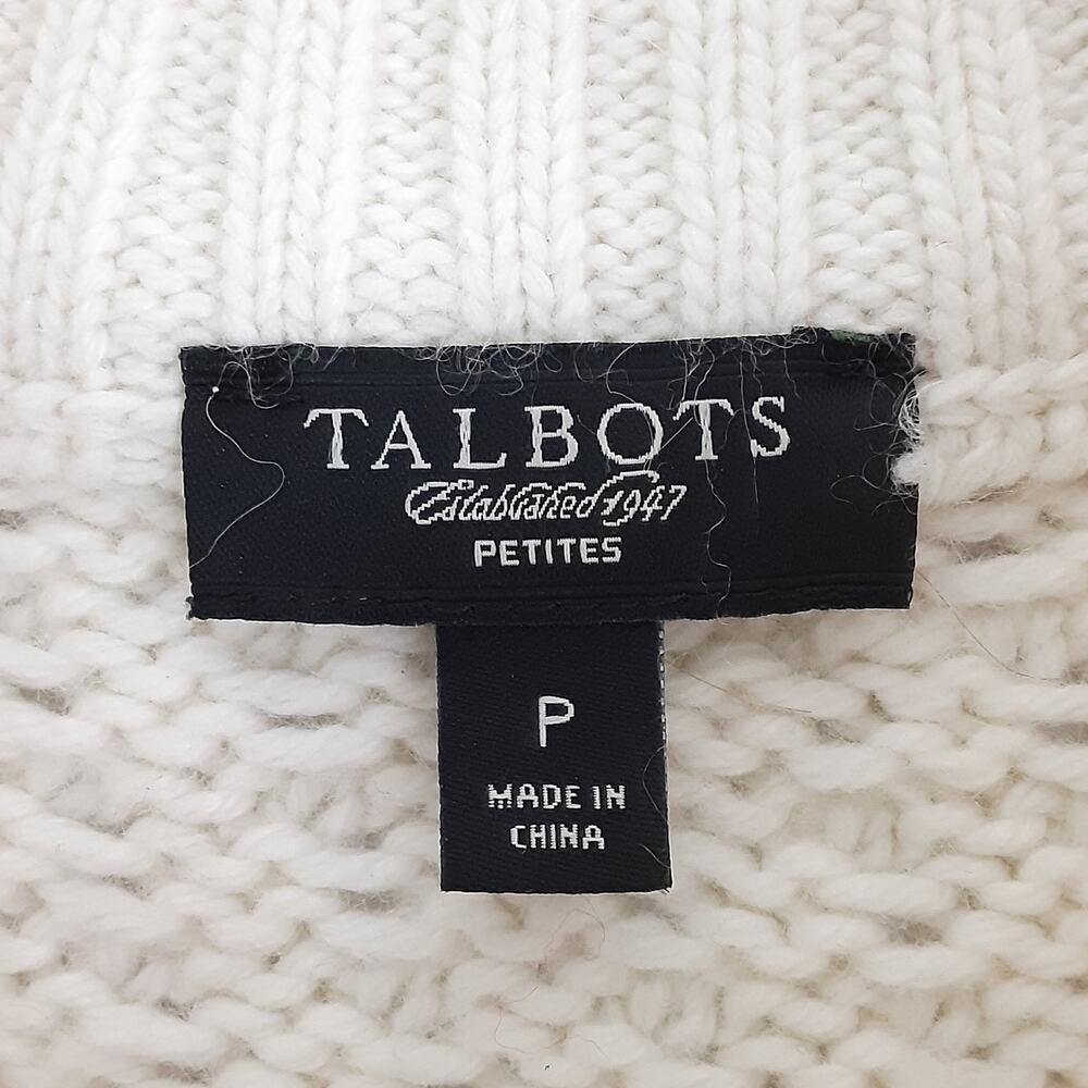 Talbots Fisherman Sweater Cream Womens 2 Cashmere Angora Wool - Picture 5 of 10